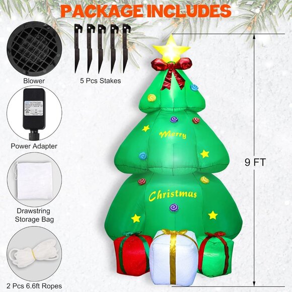 ⚡9ft Christmas Inflatables Christmas Tree with Giftbox Outdoor Decorations - Picture 2 of 7